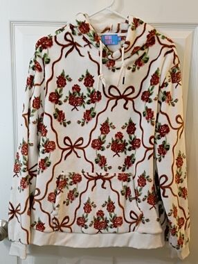 Cream Floral Hooded Sweatshirt
